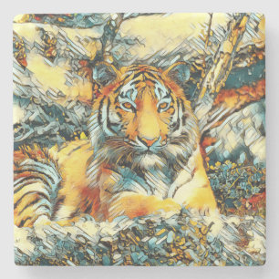Dessous-de-verre En Pierre AnimalArt_Tiger_011