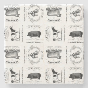 Dessous-de-verre En Pierre animaux de ferme français vintages modernes