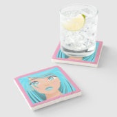 DESSOUS-DE-VERRE EN PIERRE ANIME CARTOON GIRL (Côté)