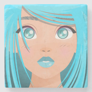 DESSOUS-DE-VERRE EN PIERRE ANIME CARTOON GIRL