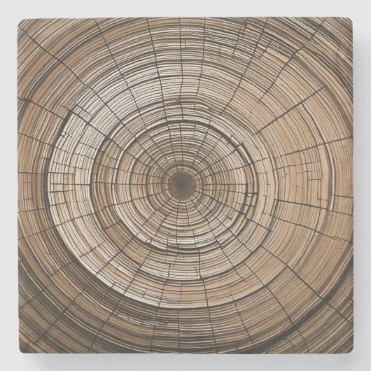 Dessous-de-verre En Pierre Anneau d'arbre rustique (Devant)