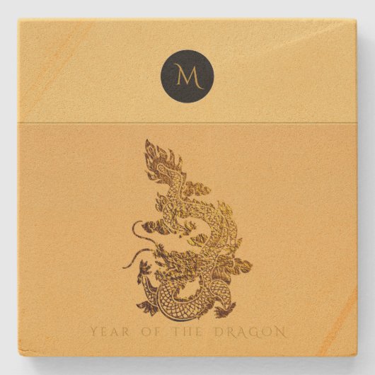 Dessous-de-verre En Pierre Année Dragon Chinoise 2024 Elégant Monogram SqSC (Devant)