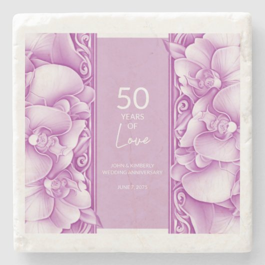 Dessous-de-verre En Pierre Anniversaire des Orchidées Mariages (Devant)