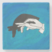 Dessous-de-verre En Pierre Anteille Ombre Sur Bleu (Devant)