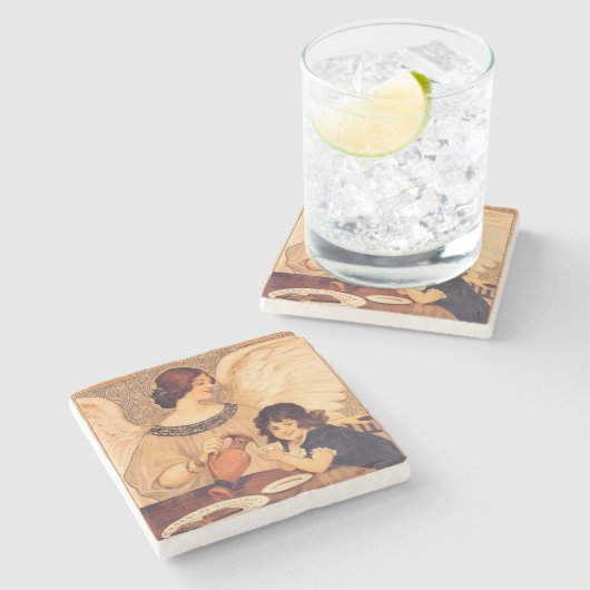 Dessous-de-verre En Pierre Antique française au chocolat (Côté)