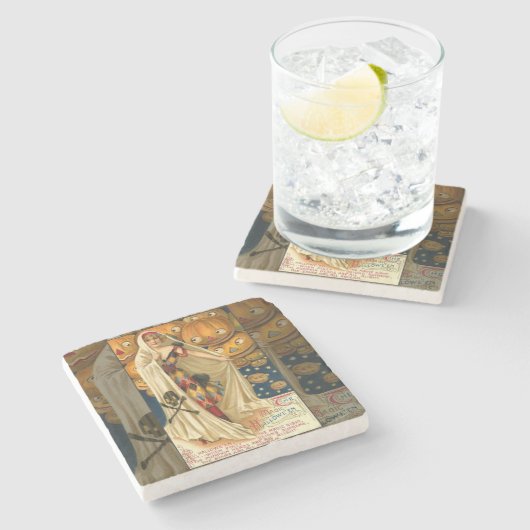 Dessous-de-verre En Pierre Antique Halloween Jack-o'-lantern Costume Femme (Côté)