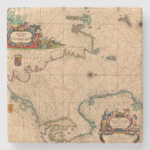 Dessous-de-verre En Pierre Antique vieille carte inspirée (1)