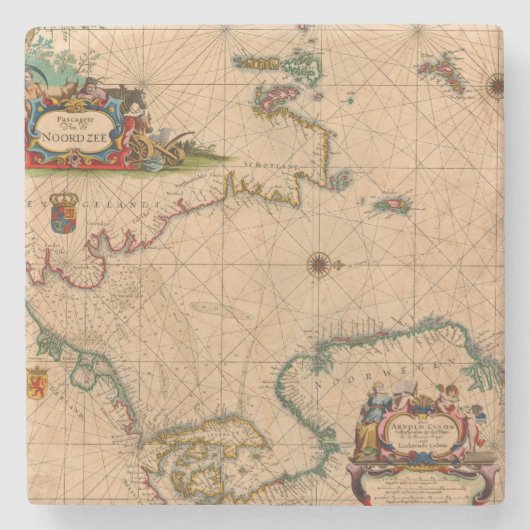 Dessous-de-verre En Pierre Antique vieille carte inspirée (1) (Devant)