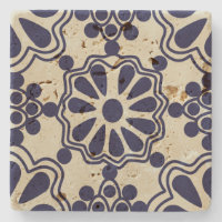 Antique Vintage Bleu Blanc Motif Sud-Ouest