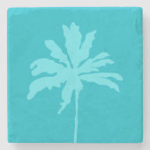 Dessous-de-verre En Pierre Aqua Blue Moderne Tropical Palm Tree Summer Home (Devant)
