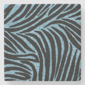 Dessous-de-verre En Pierre Aqua Faux Glitter Zebra Print (Devant)