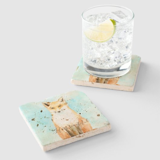 Dessous-de-verre En Pierre Aqua Fox (Côté)