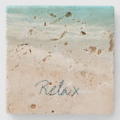 Dessous-de-verre En Pierre Aqua Ocean Beach Vibes  (Devant)