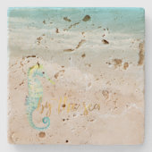 Dessous-de-verre En Pierre Aqua Ocean Beach Vibes (Devant)