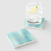 Dessous-de-verre En Pierre Aqua Stripe (Côté)