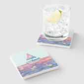 Dessous-de-verre En Pierre Aquarelle (Côté)