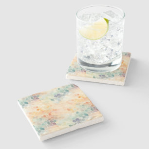 Dessous-de-verre En Pierre Aquarelle Abstraite Pastel Douce