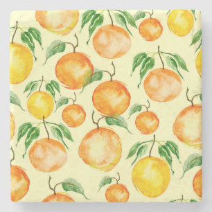 Dessous-de-verre En Pierre Aquarelle agrumes, motif tropical.