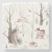 Dessous-de-verre En Pierre Aquarelle Animaux forestiers (Devant)