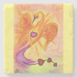 Dessous-de-verre En Pierre Aquarelle art phoenix coeur amour symbole liberté
