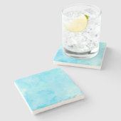 Dessous-de-verre En Pierre Aquarelle bleu clair - Style serène (Côté)