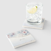 Dessous-de-verre En Pierre Aquarelle bleu rose Dessous de verre en pierre (Côté)