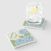 Dessous-de-verre En Pierre Aquarelle bleue Hydrangea (Côté)
