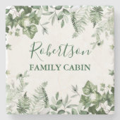 Dessous-de-verre En Pierre Aquarelle Botanique Ivy Ferns Sage Famille Cabine (Devant)