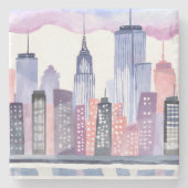 Dessous-de-verre En Pierre Aquarelle Cityscape (Devant)