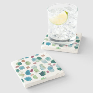 Dessous-de-verre En Pierre Aquarelle couleur Abstraite de la mer en céramique