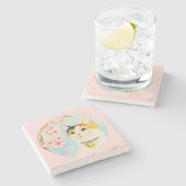 Dessous-de-verre En Pierre Aquarelle de chat et de fleurs de cerisier de (Côté)