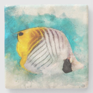 Dessous-de-verre En Pierre Aquarelle de poisson tropical hawaïen - Papillons