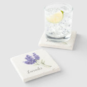Dessous-de-verre En Pierre Aquarelle des fleurs de lavande (Côté)