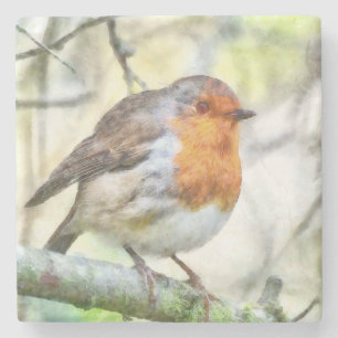 Dessous-de-verre En Pierre Aquarelle d'hiver Robin de Noël