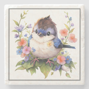 Dessous-de-verre En Pierre Aquarelle Fairy Bird Flowers Clipart-73610
