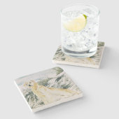 Dessous-de-verre En Pierre Aquarelle Fière Golden Retriever Chien (Côté)