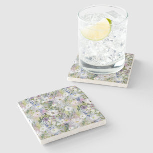 Dessous-de-verre En Pierre Aquarelle Fleurie de Douce Prairie