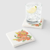 Dessous-de-verre En Pierre Aquarelle fleurs de coquelicot mignonnes (Côté)