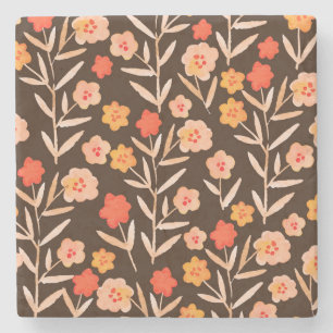 Dessous-de-verre En Pierre Aquarelle Florale : Texture tirée à la main
