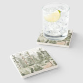 Dessous-de-verre En Pierre Aquarelle Forêt verte rustique (Côté)