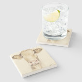 Dessous-de-verre En Pierre Aquarelle Grange Animaux | Vache (Côté)