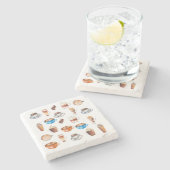 Dessous-de-verre En Pierre Aquarelle Lover café Latte Espresso haricots (Côté)