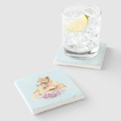 Dessous-de-verre En Pierre Aquarelle mignonne Mère Lion & Cub (Côté)