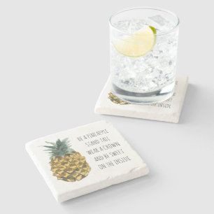 Dessous-de-verre En Pierre Aquarelle moderne ananas et citation amusante posi