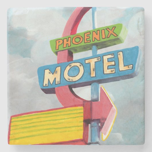 Dessous-de-verre En Pierre Aquarelle Motel Phoenix (Devant)