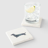 Dessous-de-verre En Pierre Aquarelle noire longue hailée Dachshund (Côté)