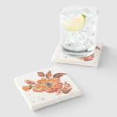 Dessous-de-verre En Pierre Aquarelle orange miroir compact (Côté)