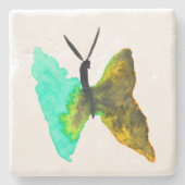 Dessous-de-verre En Pierre Aquarelle papillon aqua joli (Devant)