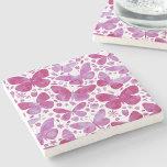Dessous-de-verre En Pierre Aquarelle papillon Magenta Rose<br><div class="desc">Peinture à papillon Magenta rose et blanc aquarelle. Art original de Nic Squirrell.</div>