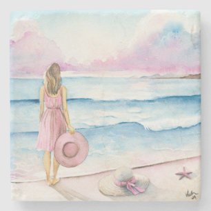 Dessous-de-verre En Pierre Aquarelle Par Le Rivage Unique